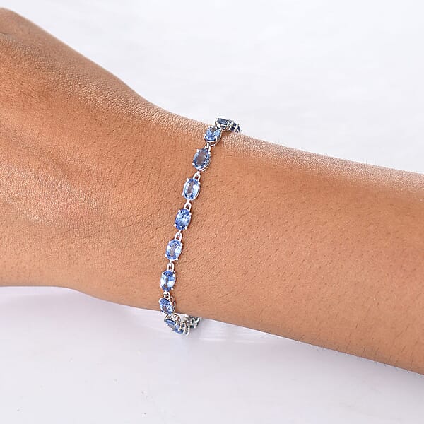 Luxoro AAA Ceylon Sapphire 12.20 Ctw Classic Tennis Bracelet In 10K White Gold (7.25 In)