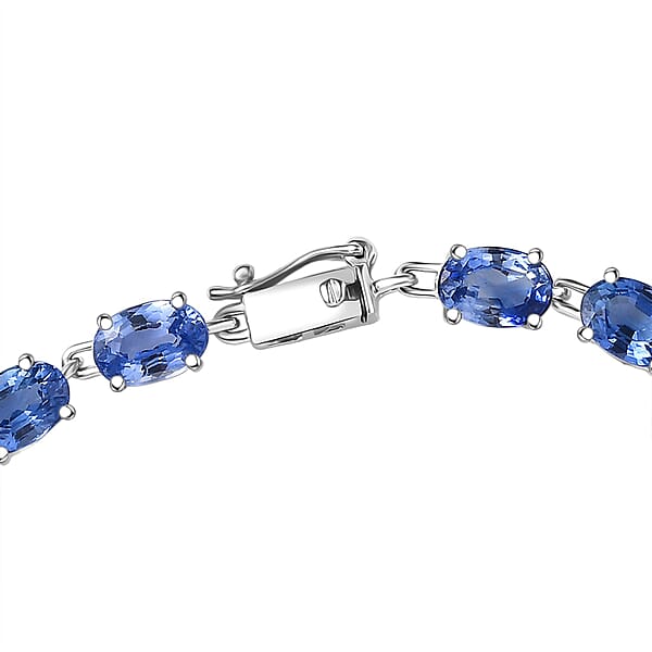 Luxoro AAA Ceylon Sapphire 12.20 Ctw Classic Tennis Bracelet In 10K White Gold (7.25 In)