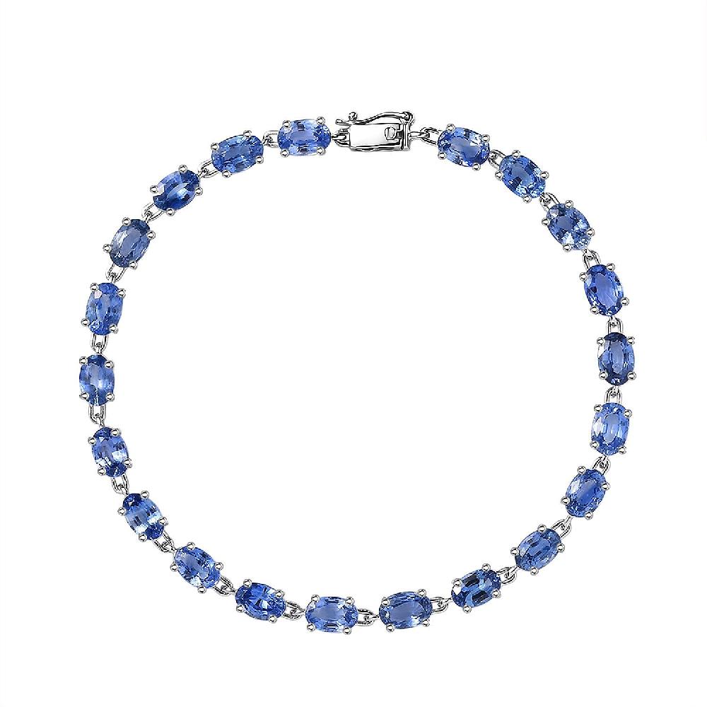 Luxoro AAA Ceylon Sapphire 12.20 ctw Classic Tennis Bracelet in 10K White Gold (7.25 In)