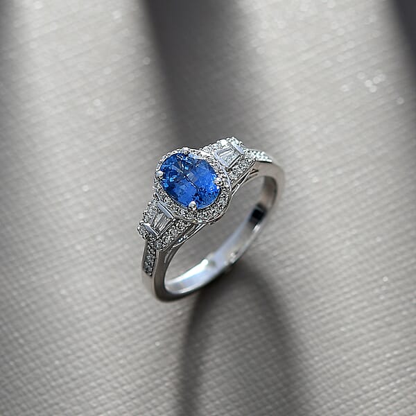 Luxoro AAA Ceylon Sapphire Padparadscha Sapphire (BT) 8.0) And I2 Diamond 1.50 Ctw Ocean Embrace Ring In 10K White Gold