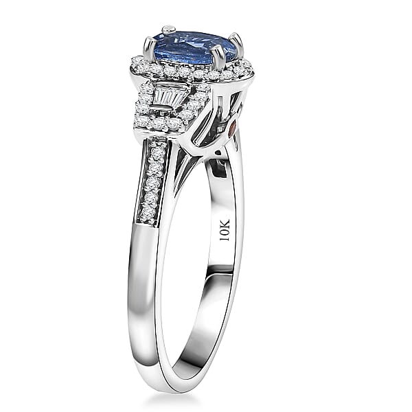 Luxoro AAA Ceylon Sapphire Padparadscha Sapphire (BT) 8.0) And I2 Diamond 1.50 Ctw Ocean Embrace Ring In 10K White Gold
