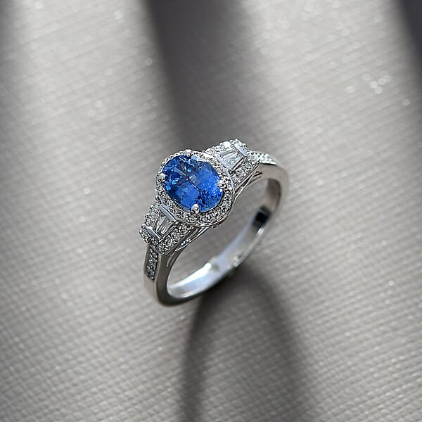 Luxoro AAA Ceylon Sapphire Padparadscha Sapphire (BT) 8.5) And I2 Diamond 1.50 Ctw Ocean Embrace Ring In 10K White Gold