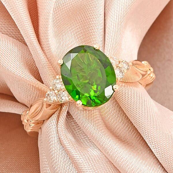 Luxoro AAA Chrome Diopside And G-H I2 Diamond 2.85 Ctw Ring In 10K Yellow Gold