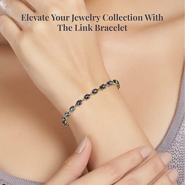 Luxoro AAA Collector Edition Platinum Spinel 10.50ctw Link Bracelet In 14K Yellow Gold (6.50 In)