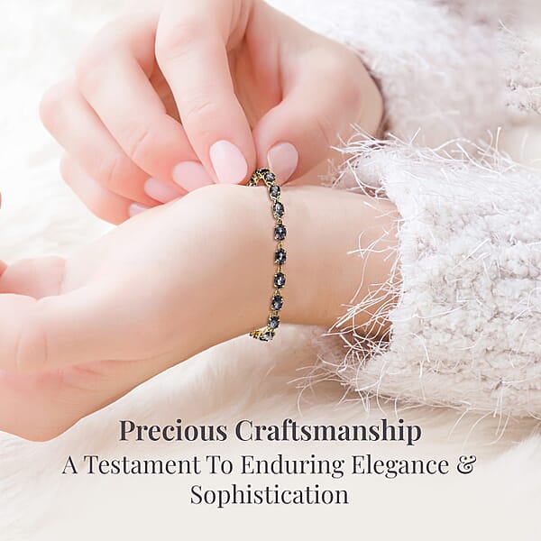 Luxoro AAA Collector Edition Platinum Spinel 10.50ctw Link Bracelet In 14K Yellow Gold (6.50 In)