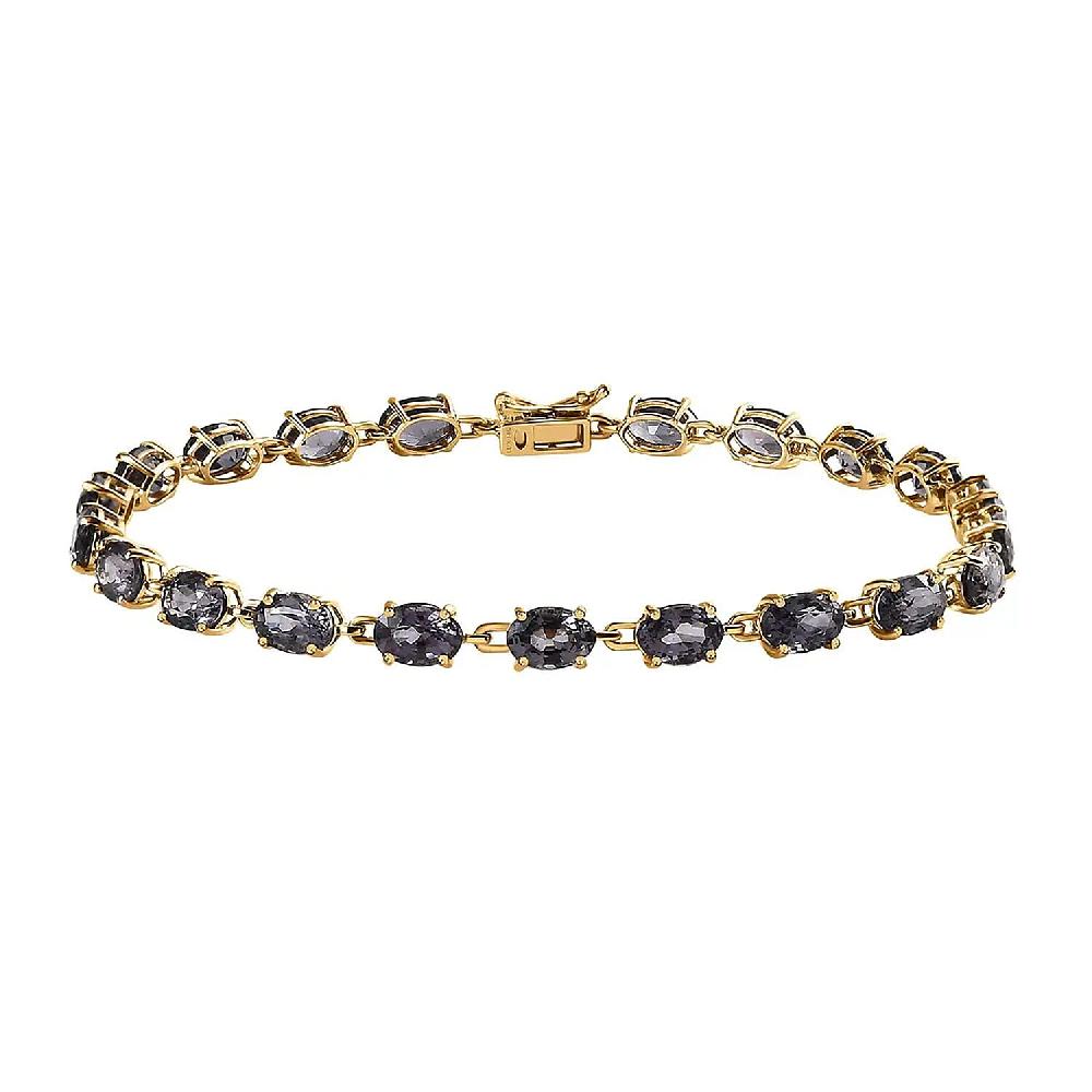 Luxoro AAA Collector Edition Platinum Spinel 10.50ctw Link Bracelet in 14K Yellow Gold (6.50 In)