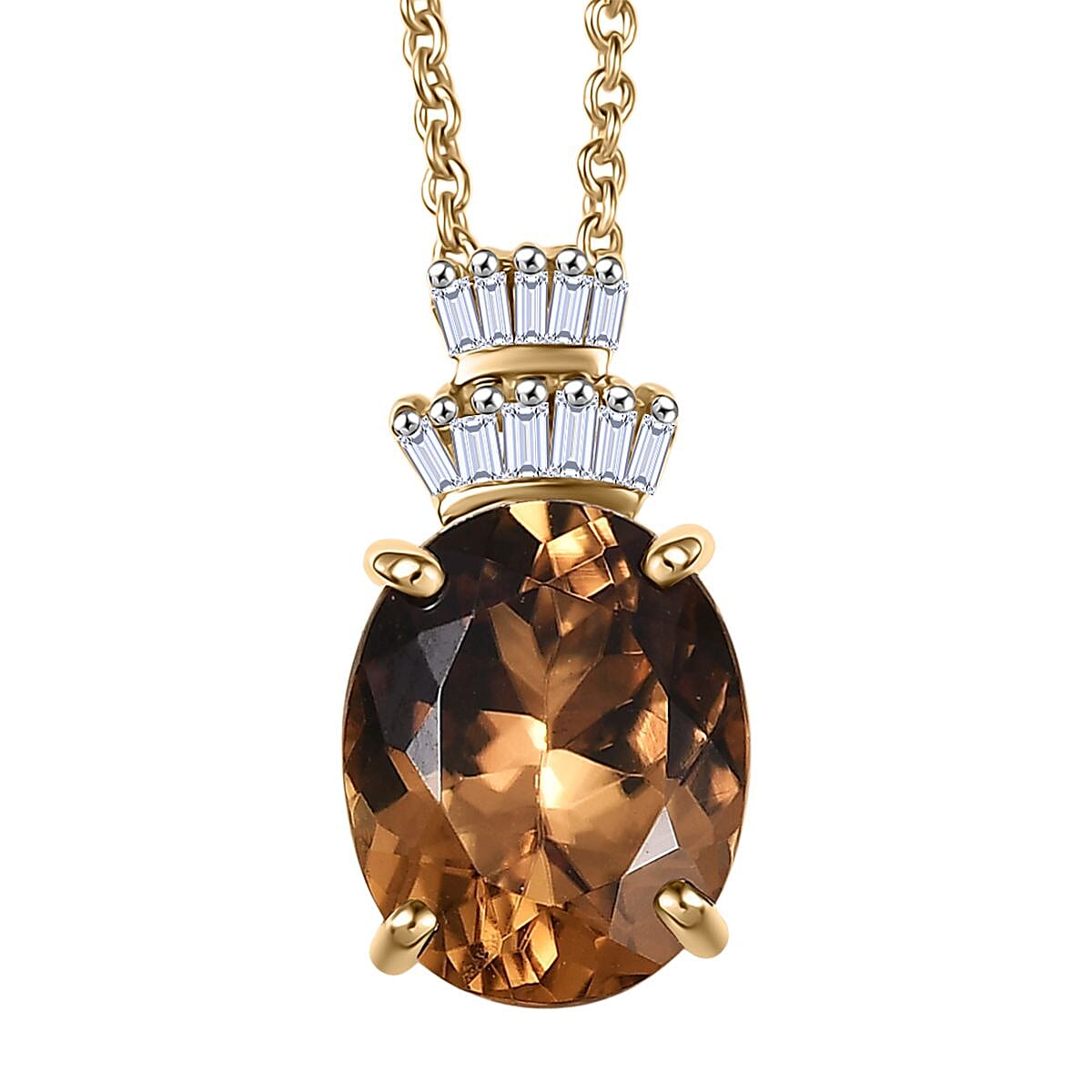 Luxoro AAA Golden Turkizite and G-H I2 Diamond 3.30 ctw Pendant Necklace in 10K Yellow Gold 20 Inches