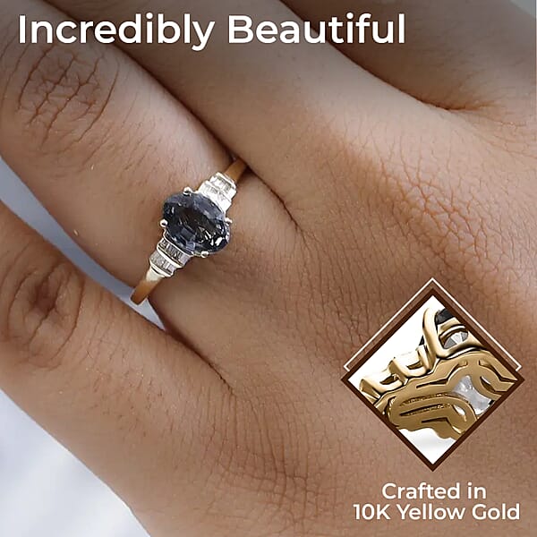 Luxoro AAA Gray Spinel And G-H I2 Diamond 1.40 Ctw Accent Ring 10K Yellow Gold Ring Gold Gifts For Her
