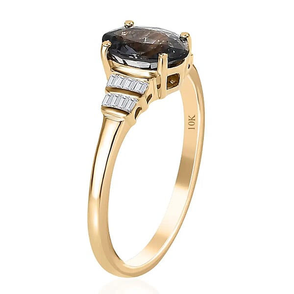 Luxoro AAA Gray Spinel And G-H I2 Diamond 1.40 Ctw Accent Ring 10K Yellow Gold Ring Gold Gifts For Her