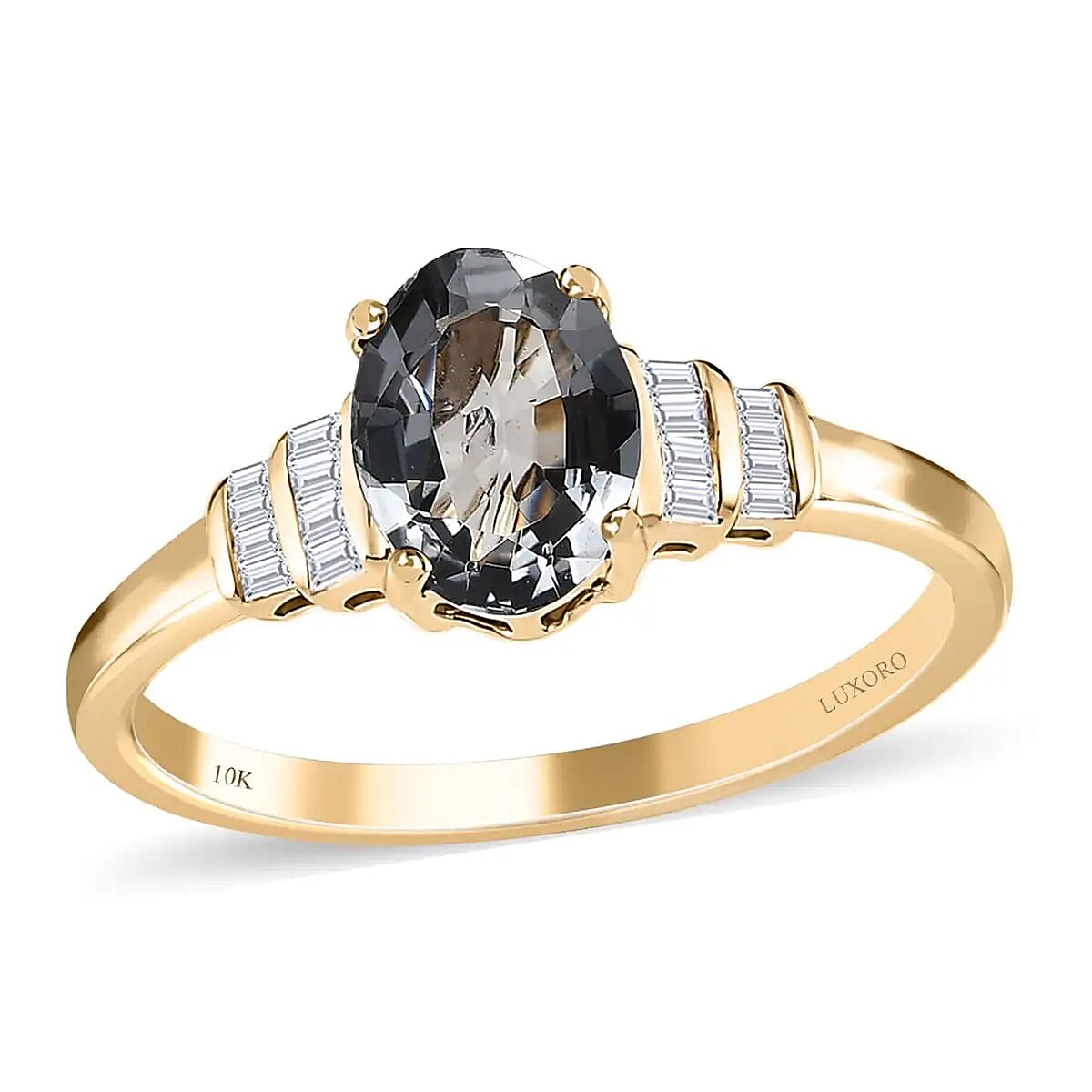 Luxoro AAA Gray Spinel and G-H I2 Diamond 1.40 ctw Accent Ring 10K Yellow Gold Ring Gold Gifts For Her