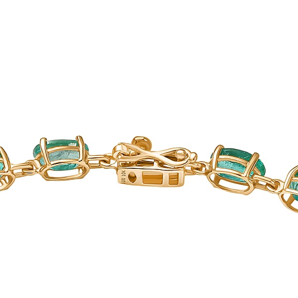 Luxoro AAA Kafubu River Emerald 9.00 Ctw Tennis Bracelet In 10K Yellow Gold (7.25 In)