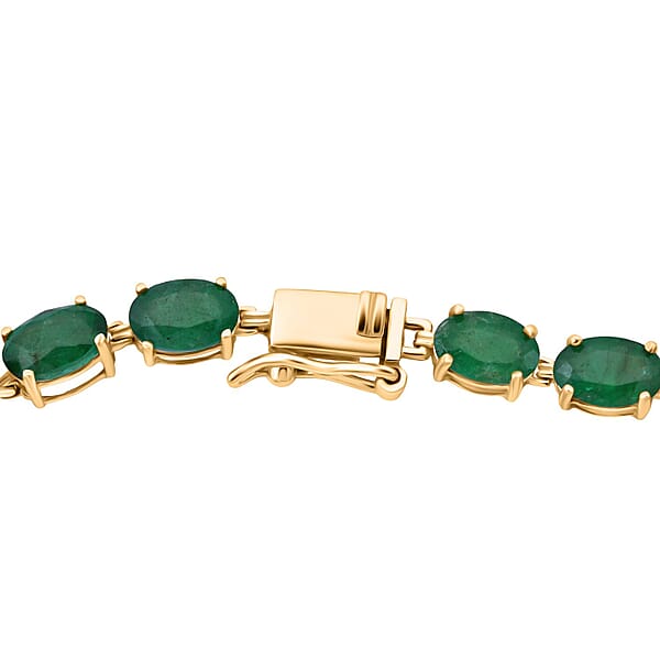 Luxoro AAA Kagem Zambian Emerald 8.40 Ctw Bracelet In 10K Yellow Gold (6.50 In)