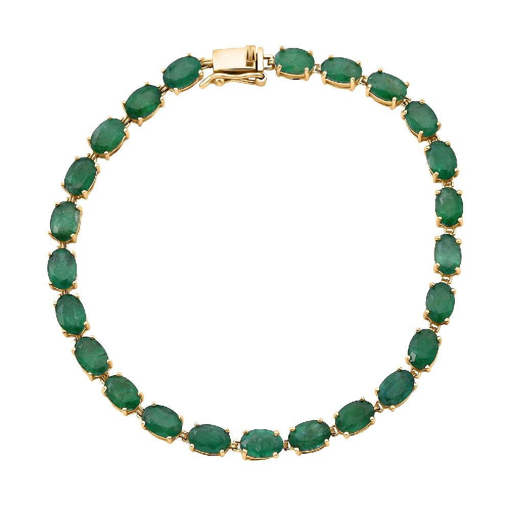 Luxoro AAA Kagem Zambian Emerald 8.40 ctw Bracelet in 10K Yellow Gold (6.50 In)