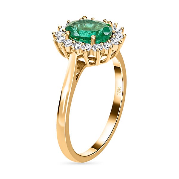 Luxoro AAA Kagem Zambian Emerald And G-H I2 Diamond 2.18 Ctw Ring In 14K Yellow Gold (Del. In 10-15 Days)
