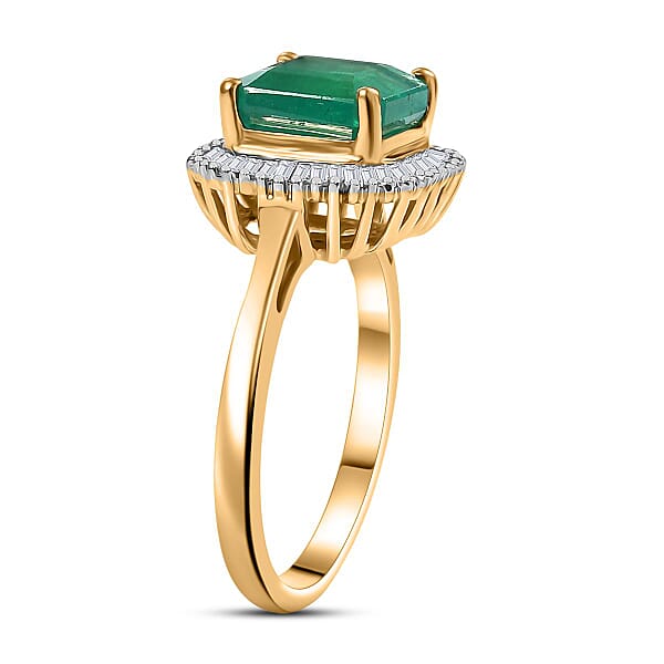 Luxoro AAA Kagem Zambian Emerald And G-H I2 Diamond 3.35 Ctw Ring In 14K Yellow Gold