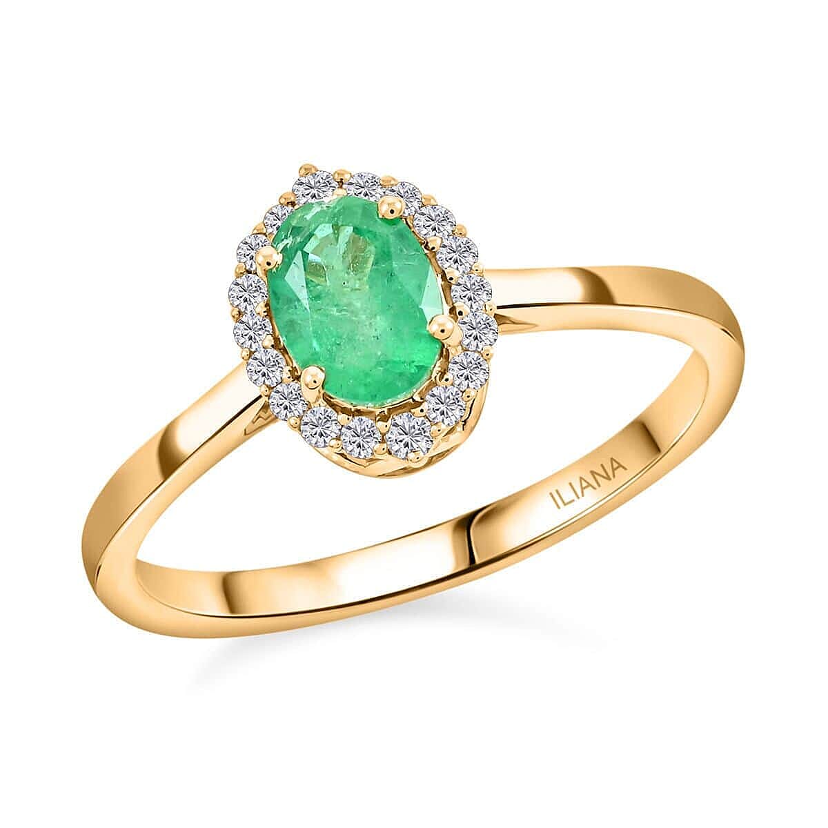 Luxoro AAA Kagem Zambian Emerald and G-H I2 Diamond 1.00 ctw Ring in 14K Yellow Gold (Del. In 10-15 Days)