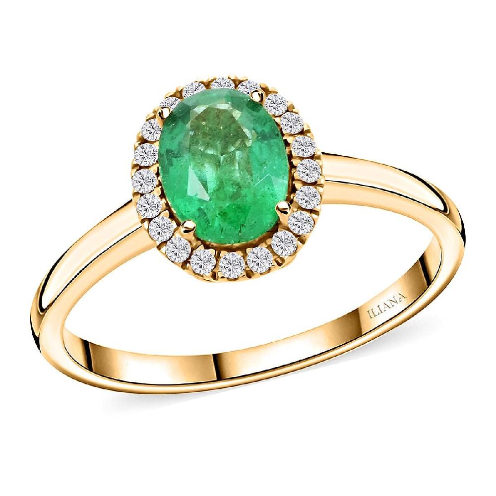 Luxoro AAA Kagem Zambian Emerald and G-H I2 Diamond 1.40 ctw Ring in 14K Yellow Gold (Del. In 10-15 Days)