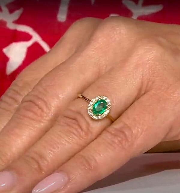 Luxoro AAA Kagem Zambian Emerald And G-H I2 Diamond 1.10 Ctw Ring In 14K Yellow Gold