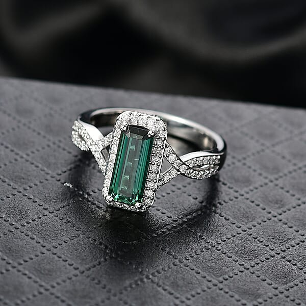 Luxoro AAA Lagoon Tourmaline Diamond Ring In 10K White Gold 1.93 Ctw