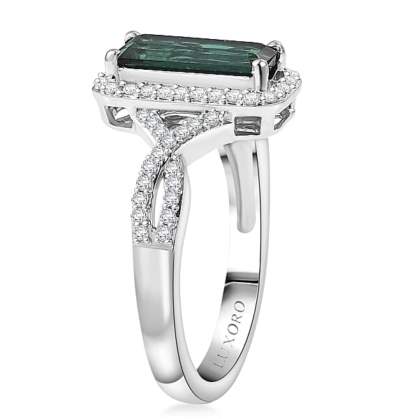 Luxoro AAA Lagoon Tourmaline Diamond Ring In 10K White Gold 1.93 Ctw