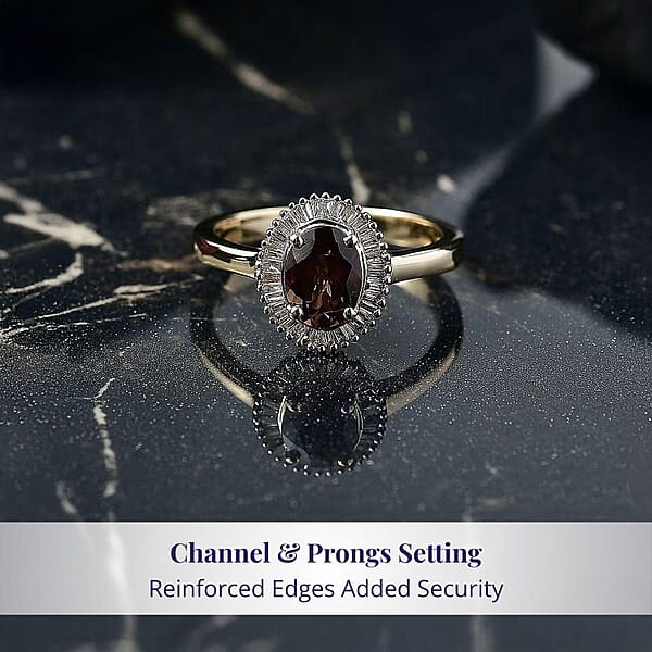 Luxoro AAA Madagascar Color Change Garnet And G-H I2 Diamond 1.70 Ctw Starry Bloom Ring In 10K Yellow Gold