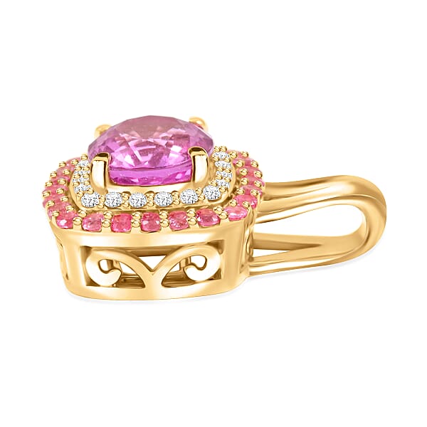 Luxoro AAA Madagascar Pink Sapphire Pink Spinel And G-H I2 Diamond 1.35 Ctw Pendant Without Chain In 10K Yellow Gold