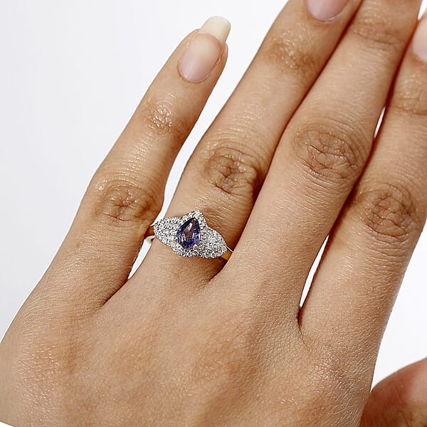 Luxoro AAA Madagascar Purple Sapphire And G-H I2 Diamond 1.10 Ctw Ring In 10K Yellow Gold