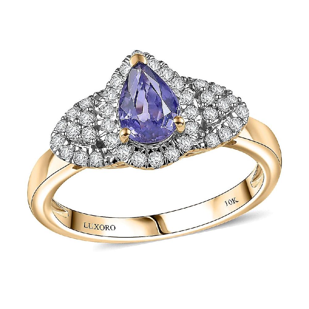 Luxoro AAA Madagascar Purple Sapphire and G-H I2 Diamond 1.10 ctw Ring in 10K Yellow Gold