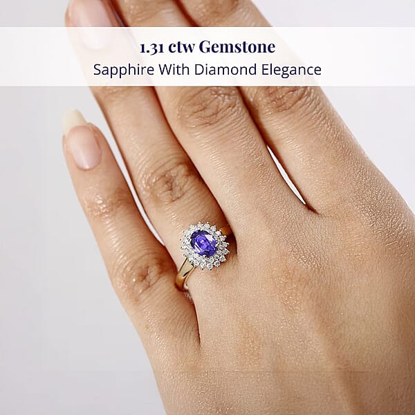 Luxoro AAA Madagascar Purple Sapphire And G-H I2 Diamond 1.31 Ctw Ring In 14K Yellow Gold