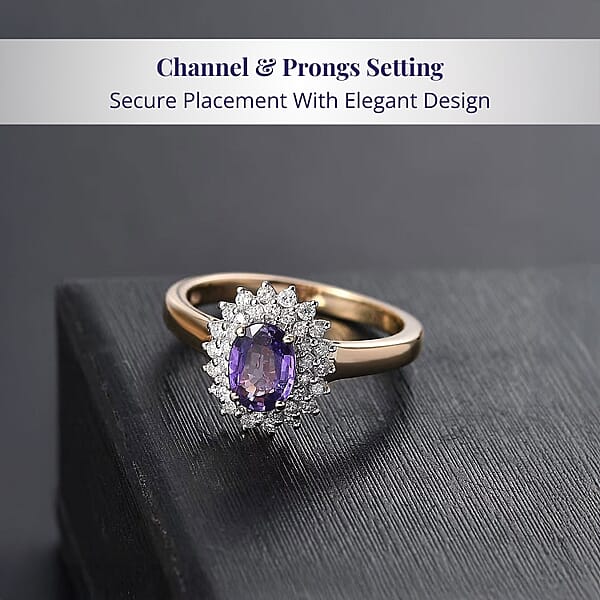 Luxoro AAA Madagascar Purple Sapphire And G-H I2 Diamond 1.31 Ctw Ring In 14K Yellow Gold