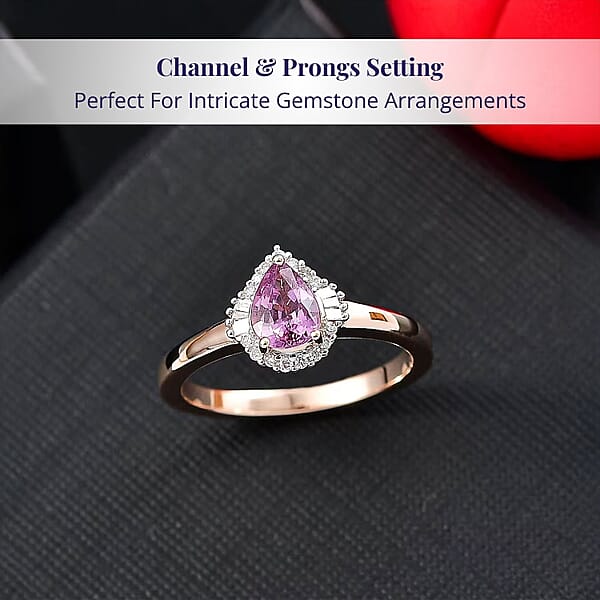 Luxoro AAA Madagascar Purple Sapphire Diamond Halo Ring In 10K Rose Gold 0.90 Ctw