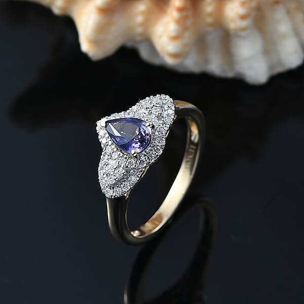 Luxoro AAA Madagascar Purple Sapphire Diamond Ring In 10K Yellow Gold 1.10 Ctw