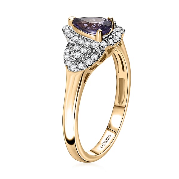 Luxoro AAA Madagascar Purple Sapphire Diamond Ring In 10K Yellow Gold 1.10 Ctw