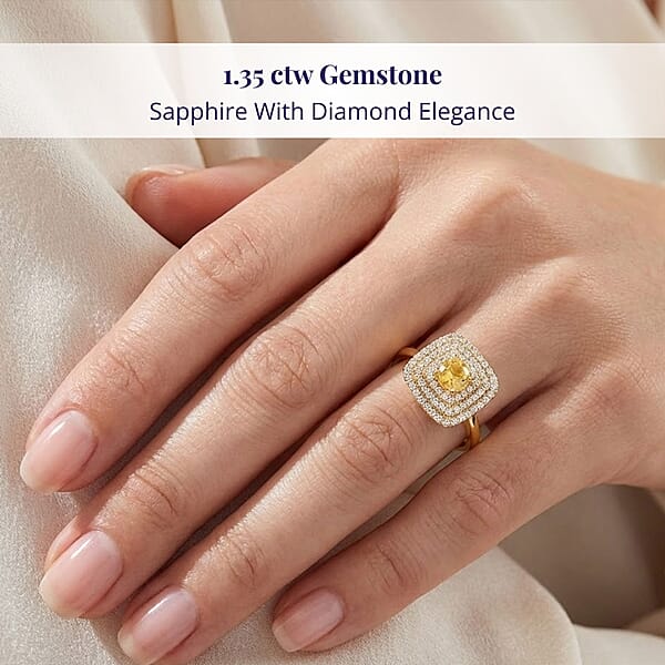Luxoro AAA Madagascar Yellow Sapphire And G-H I2 Diamond 1.35 Ctw Ring In 14K Yellow Gold