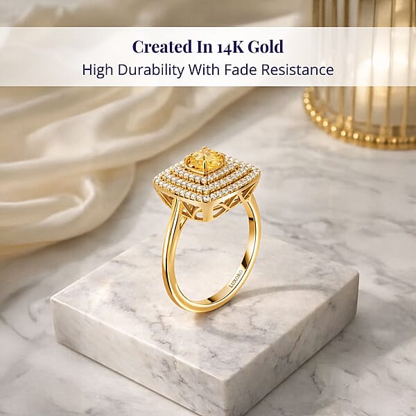 Luxoro AAA Madagascar Yellow Sapphire And G-H I2 Diamond 1.35 Ctw Ring In 14K Yellow Gold