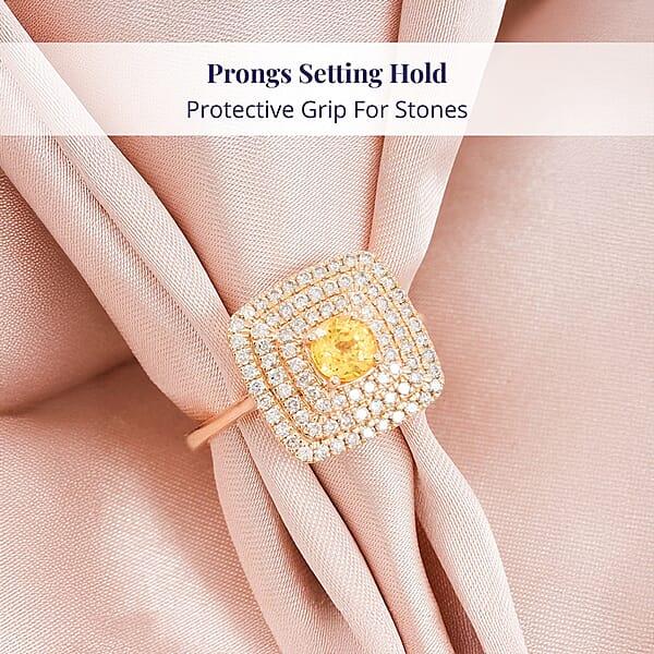 Luxoro AAA Madagascar Yellow Sapphire And G-H I2 Diamond 1.35 Ctw Ring In 14K Yellow Gold
