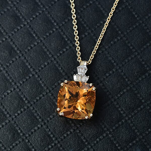 Luxoro AAA Marialite Diamond Art Deco Pendant Necklace In 10K Yellow Gold 3.90 Ctw (20 Inches)