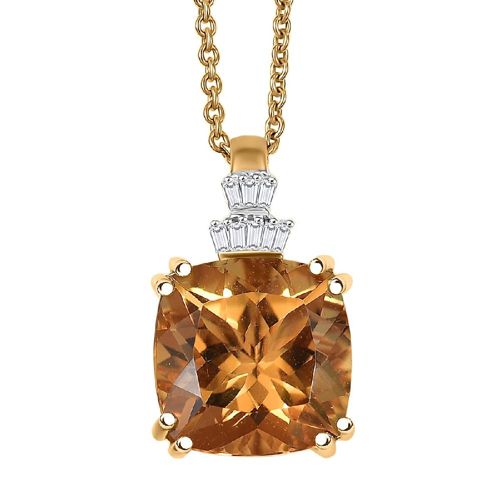 Luxoro AAA Marialite Diamond Art Deco Pendant Necklace in 10K Yellow Gold 3.90 ctw (20 Inches)