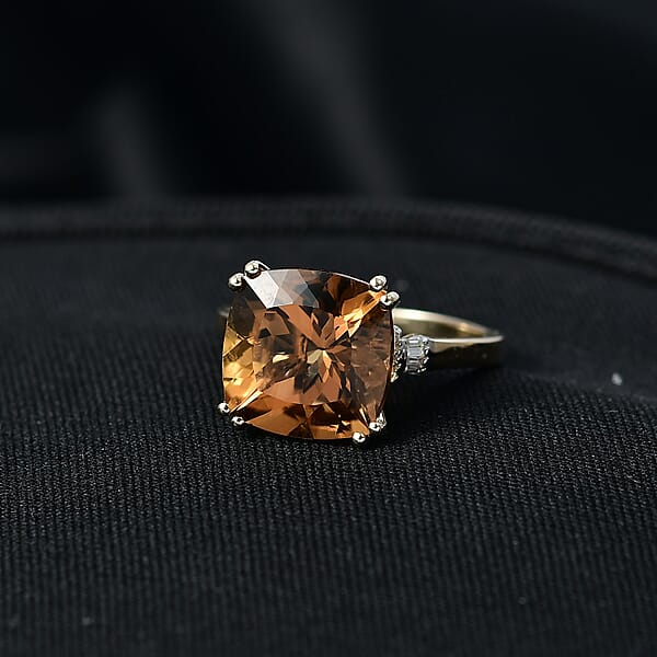 Luxoro AAA Marialite Diamond Art Deco Ring In 10K Yellow Gold 6.50 Ctw