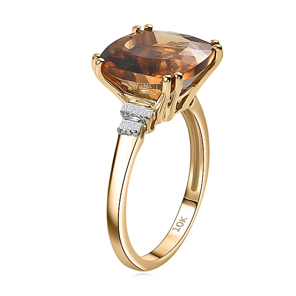 Luxoro AAA Marialite Diamond Art Deco Ring In 10K Yellow Gold 6.50 Ctw