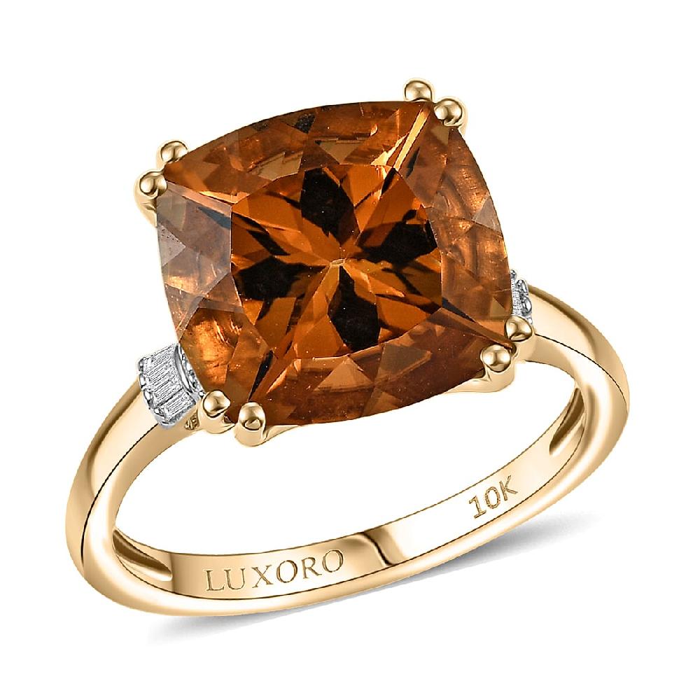 Luxoro AAA Marialite Diamond Art Deco Ring in 10K Yellow Gold 6.50 ctw