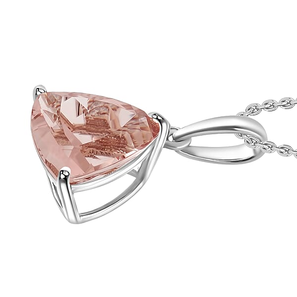 Luxoro AAA Marropino Morganite 1.30 Ctw Solitaire Pendant Necklace 20 Inches In 14K White Gold (Del. In 10-12 Days)