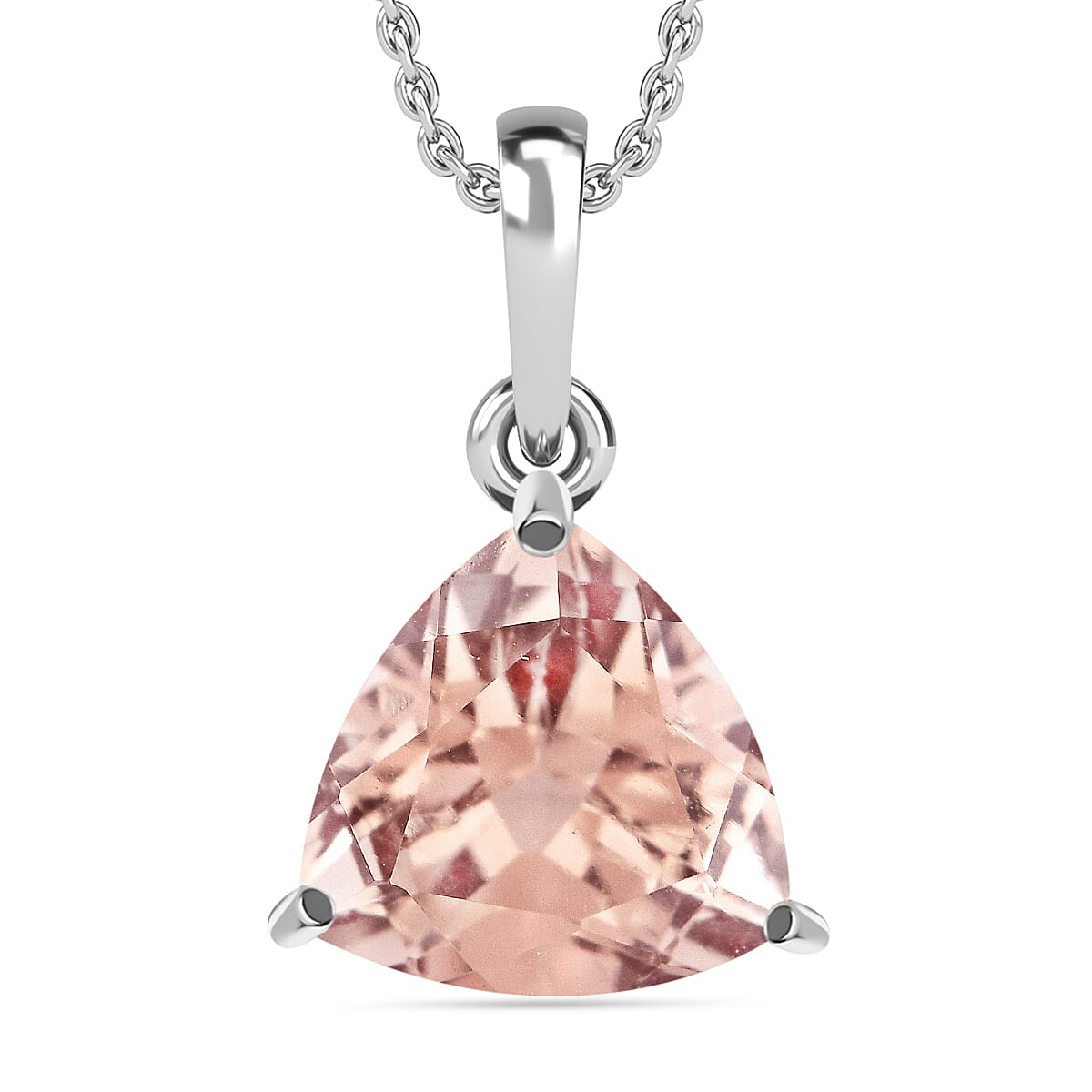 Luxoro AAA Marropino Morganite 1.30 ctw Solitaire Pendant Necklace 20 Inches in 14K White Gold (Del. in 10-12 Days)