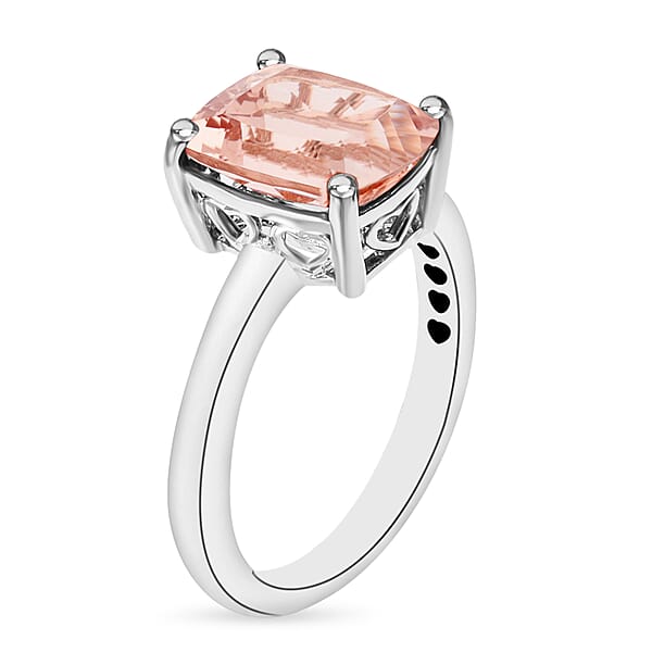 Luxoro AAA Marropino Morganite 2.85 Ctw Solitaire Ring In 14K White Gold 4 Grams (Del. In 10-12 Days)