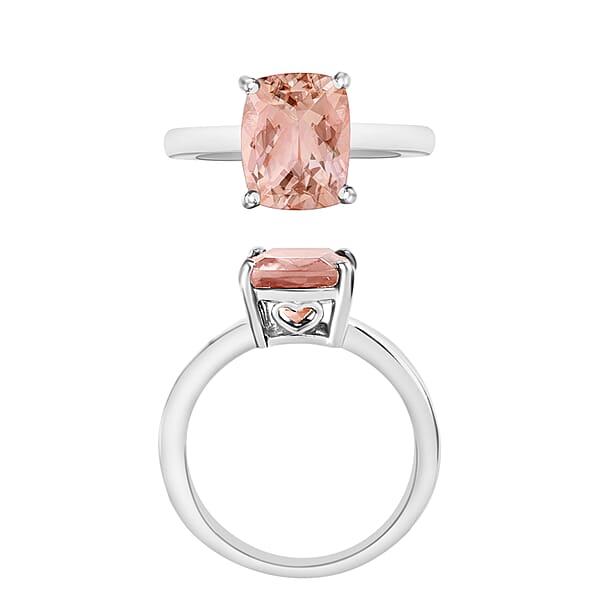 Luxoro AAA Marropino Morganite 2.85 Ctw Solitaire Ring In 14K White Gold 4 Grams (Del. In 10-12 Days)