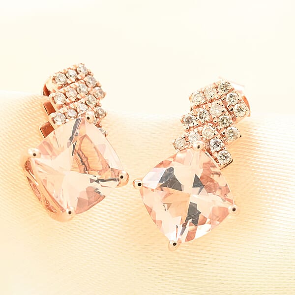 Luxoro AAA Marropino Morganite And G-H I2 Diamond 2.70 Ctw Earrings In 10K Rose Gold