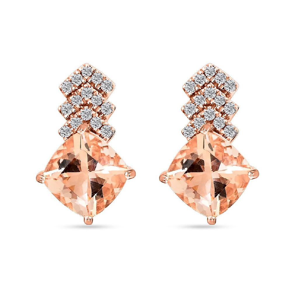 Luxoro AAA Marropino Morganite and G-H I2 Diamond 2.70 ctw Earrings in 10K Rose Gold