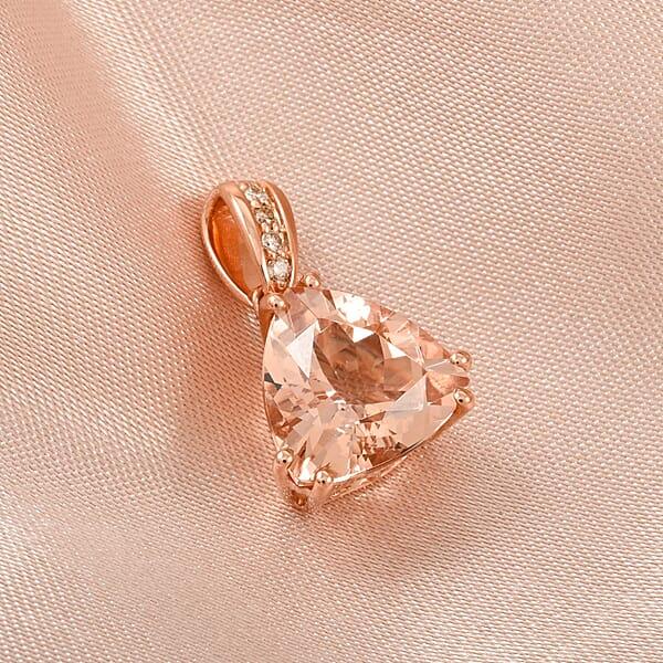 Luxoro AAA Marropino Morganite And G-H I2 Diamond Pendant Without Chain In 10K Rose Gold