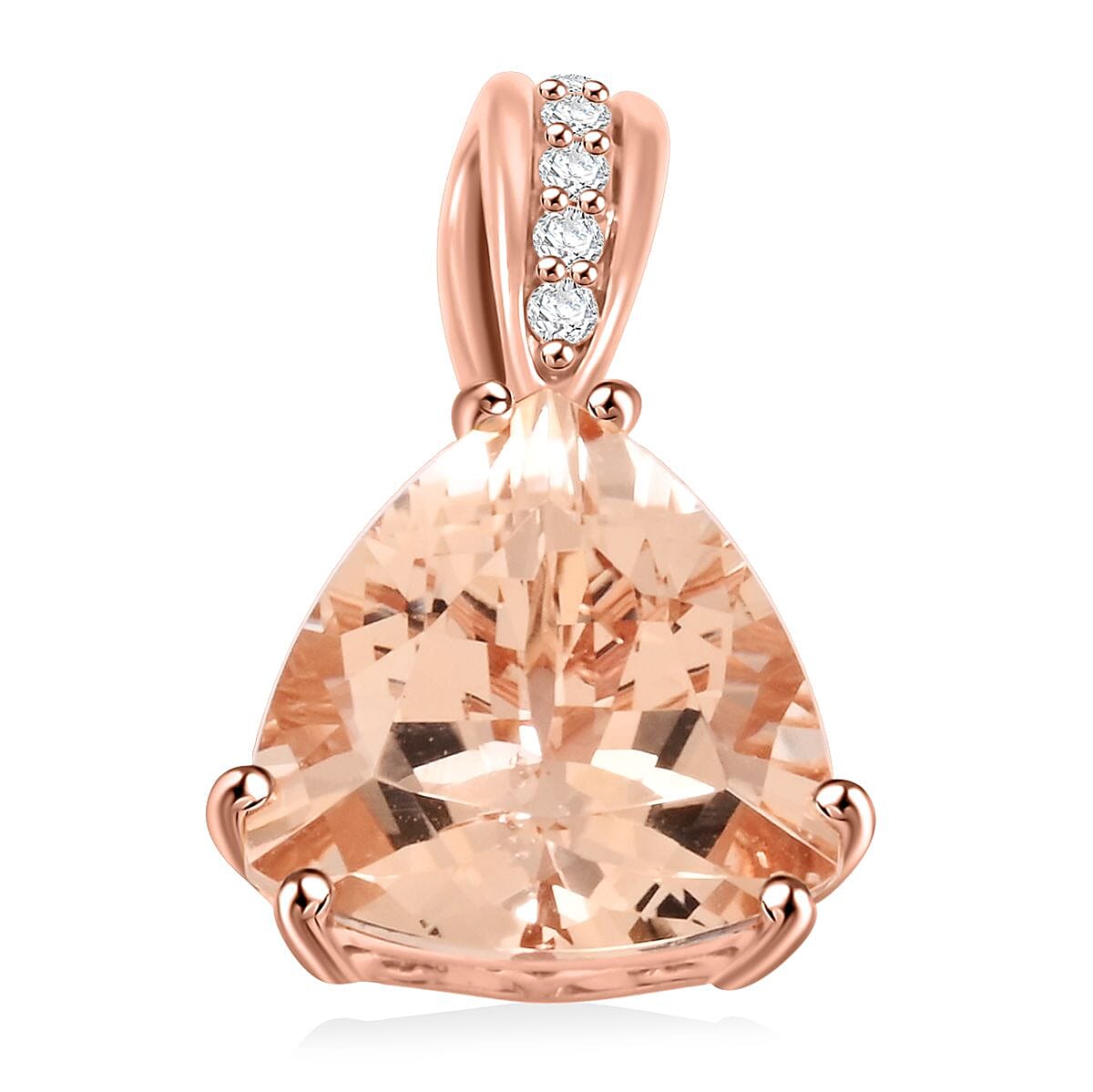 Luxoro AAA Marropino Morganite and G-H I2 Diamond Pendant without Chain in 10K Rose Gold