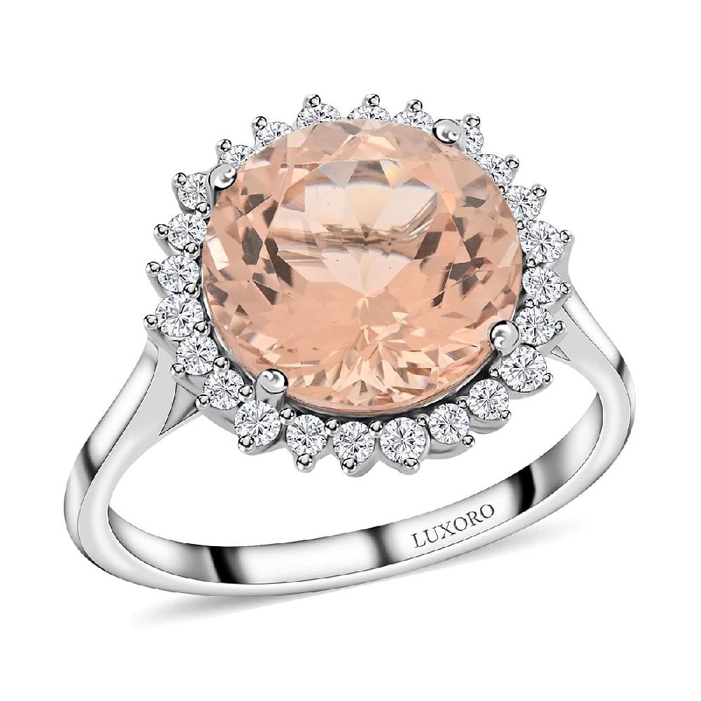 Luxoro AAA Marropino Morganite and G-H I2 Diamond 5.00 ctw Ring in 14K White Gold